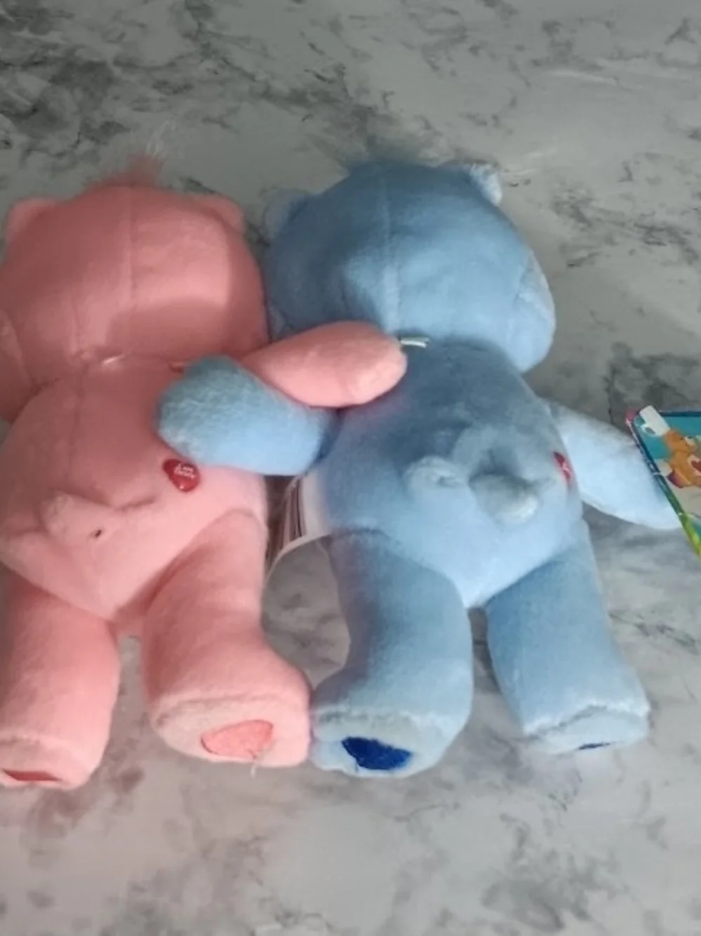 Vintage 2002 Care Bears Cuddle Pair – Cheer Bear & Grumpy Bear – Tagged